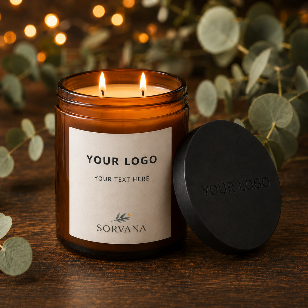 Custom Logo & Text Double Wick Soy Candle – SORVANA