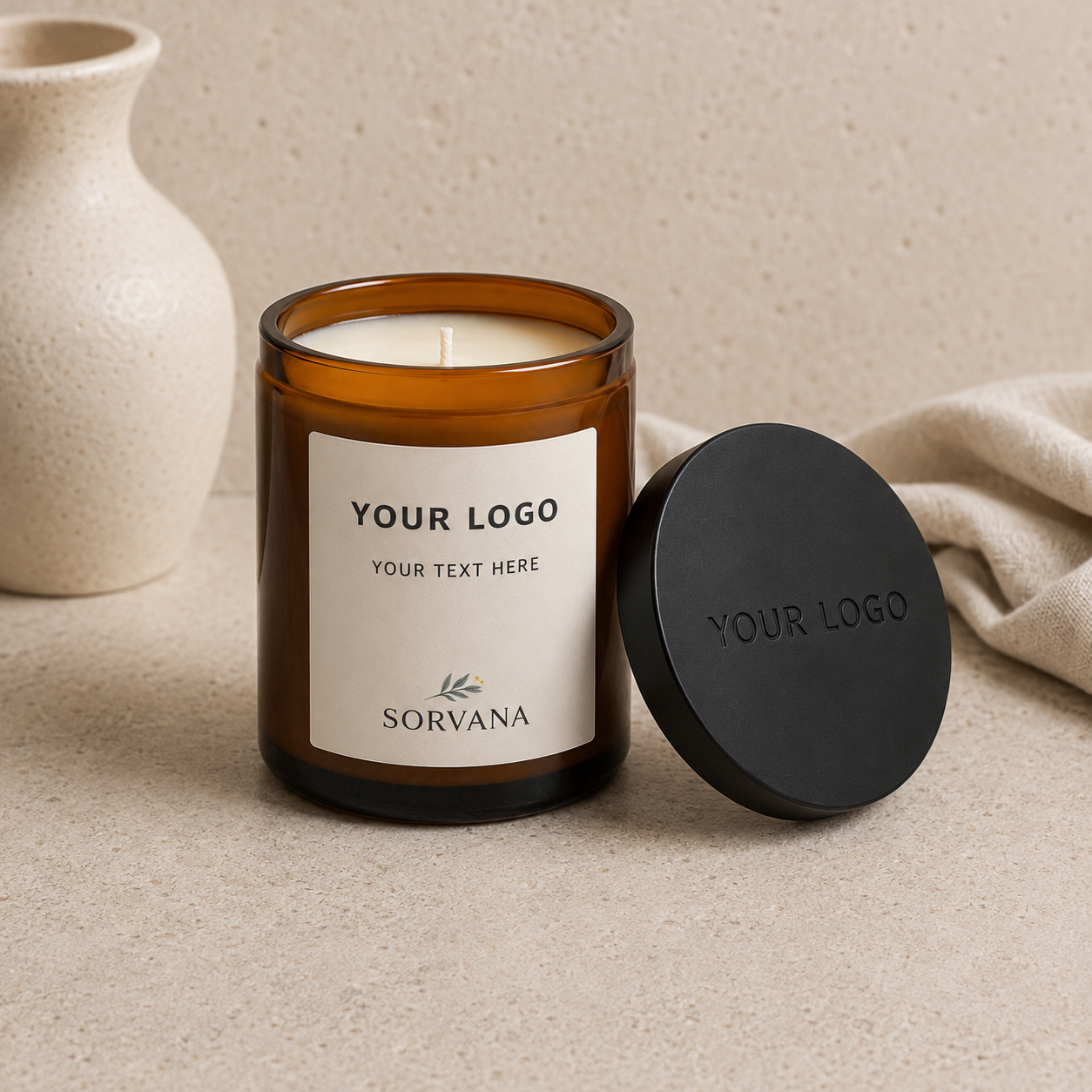 Custom Logo & Text Single Wick Soy Candle – SORVANA